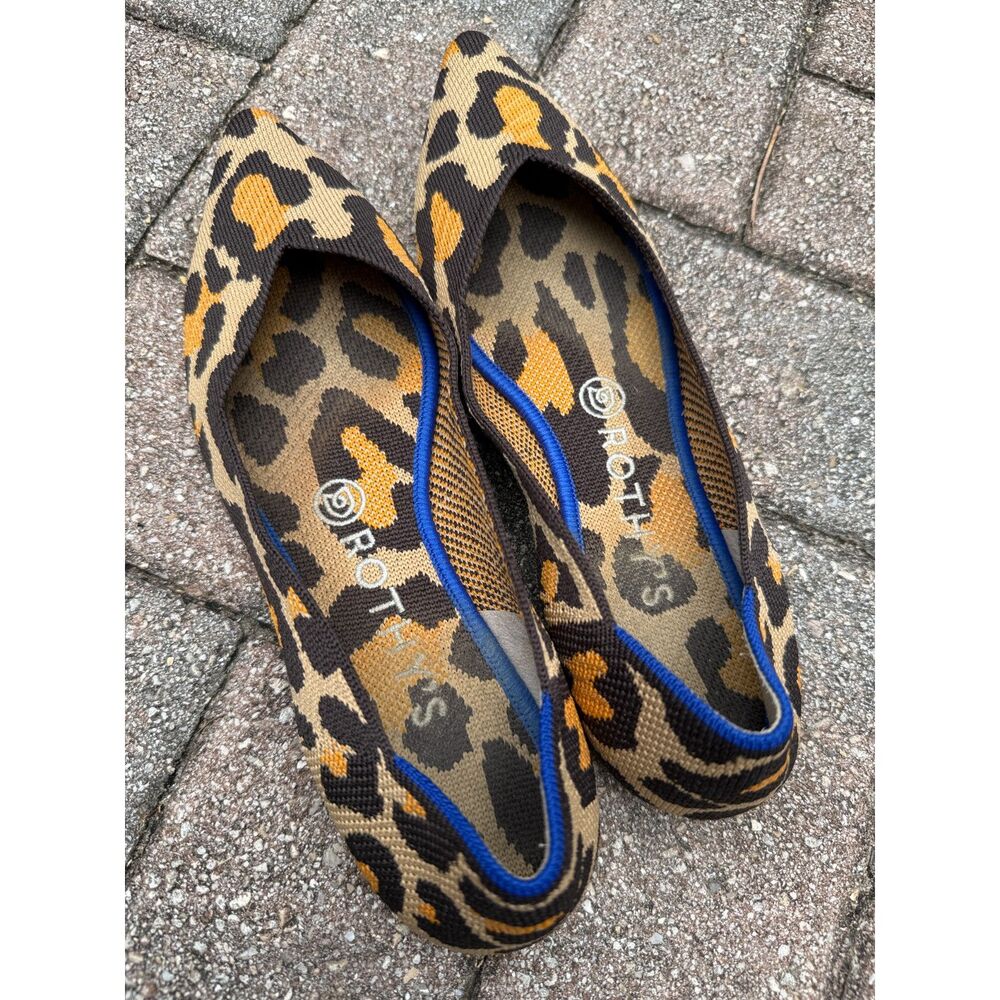 Rothy's The Point Big Cat Leopard Animal Print Ballet Flats Size 8 - Picture 5 of 9